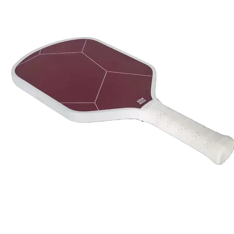 Pickleball paddle round head Kevlar carbon fiber thermoformed ,Rough Surface,PP honeycomb core material,Red Black cloth pattern