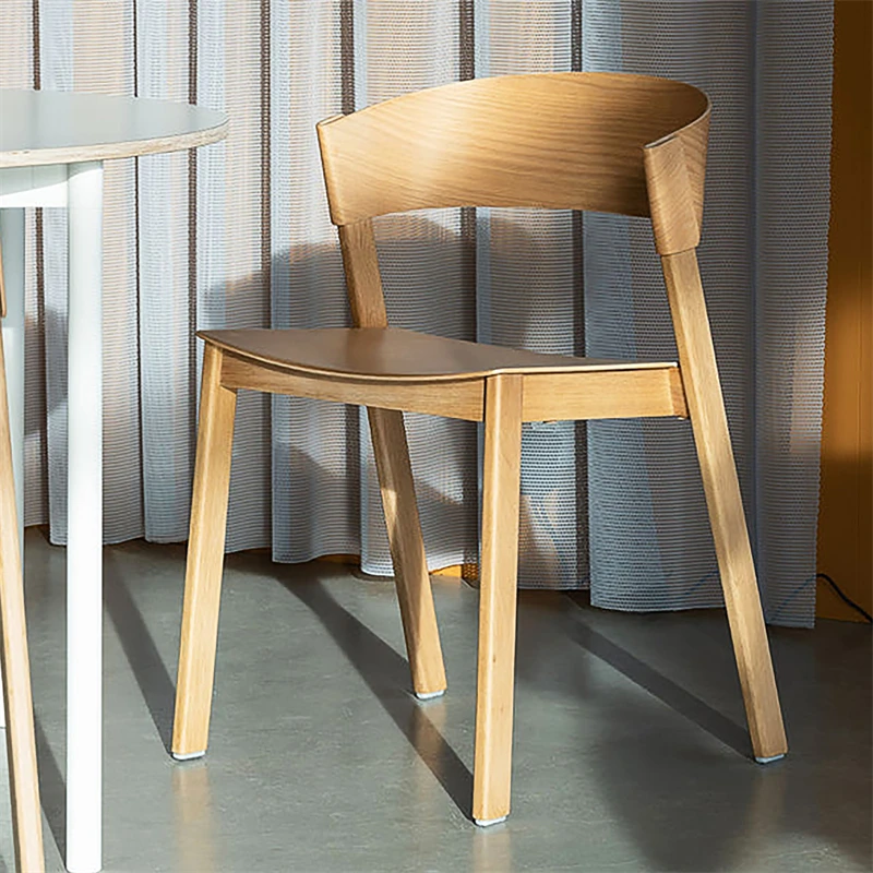 Nordic solid wood home dining chair designer creative backrest armchair simple cafe casual restaurant chair