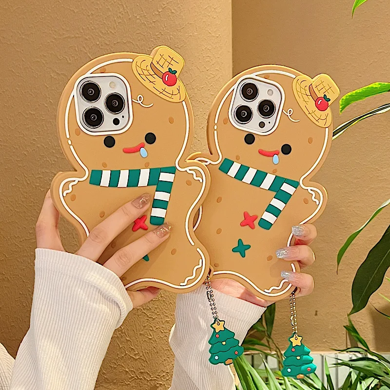 

Silicone Cartoon 3d Gingerbread Man Suitable For Iphone 11 12 13 14 15 Pro Max Phone Back Cover Protective Case Soft Shell