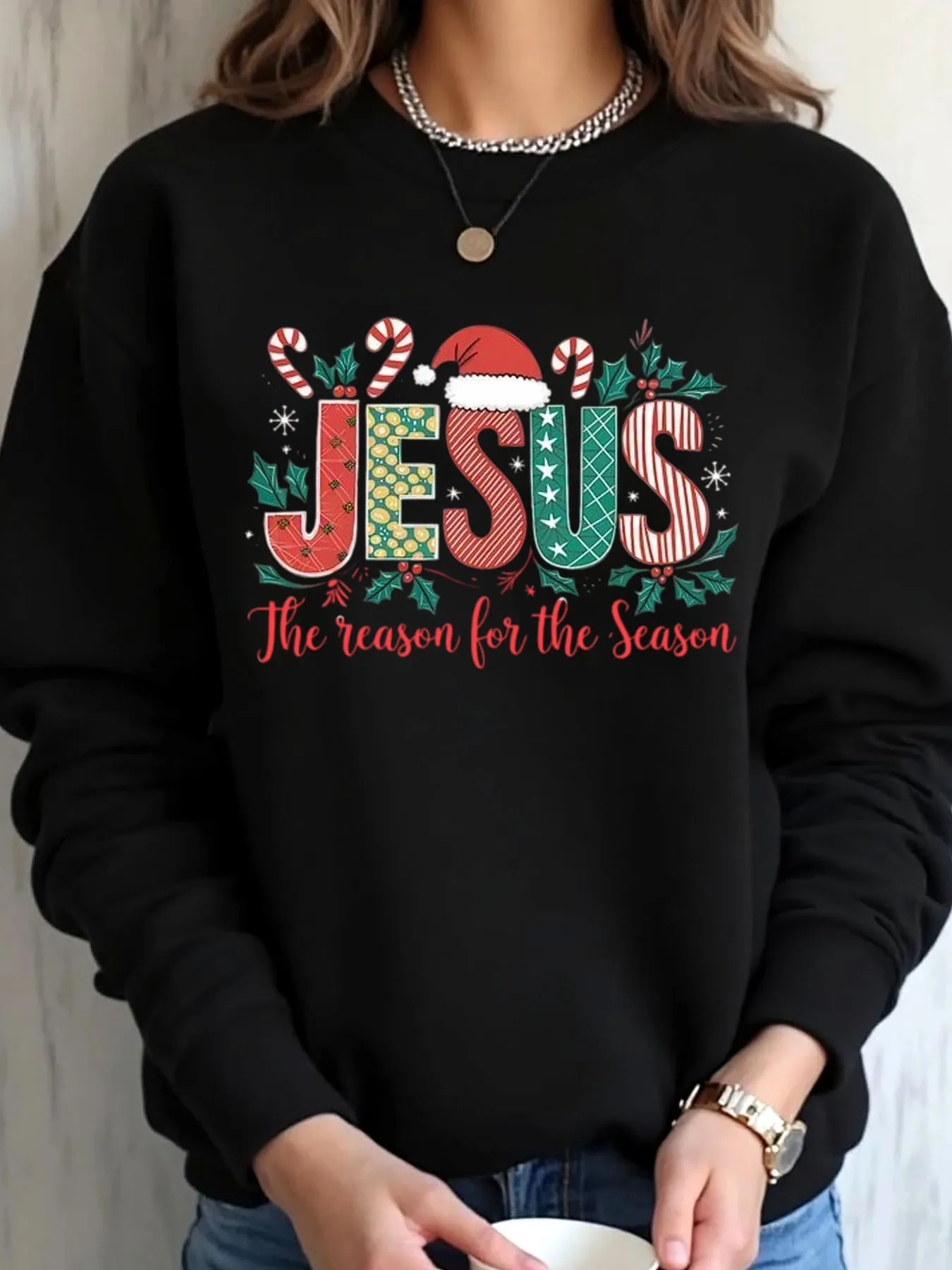 

Женская толстовка большого размера с принтом «Рождество Иисуса, причина сезона», уличная одежда