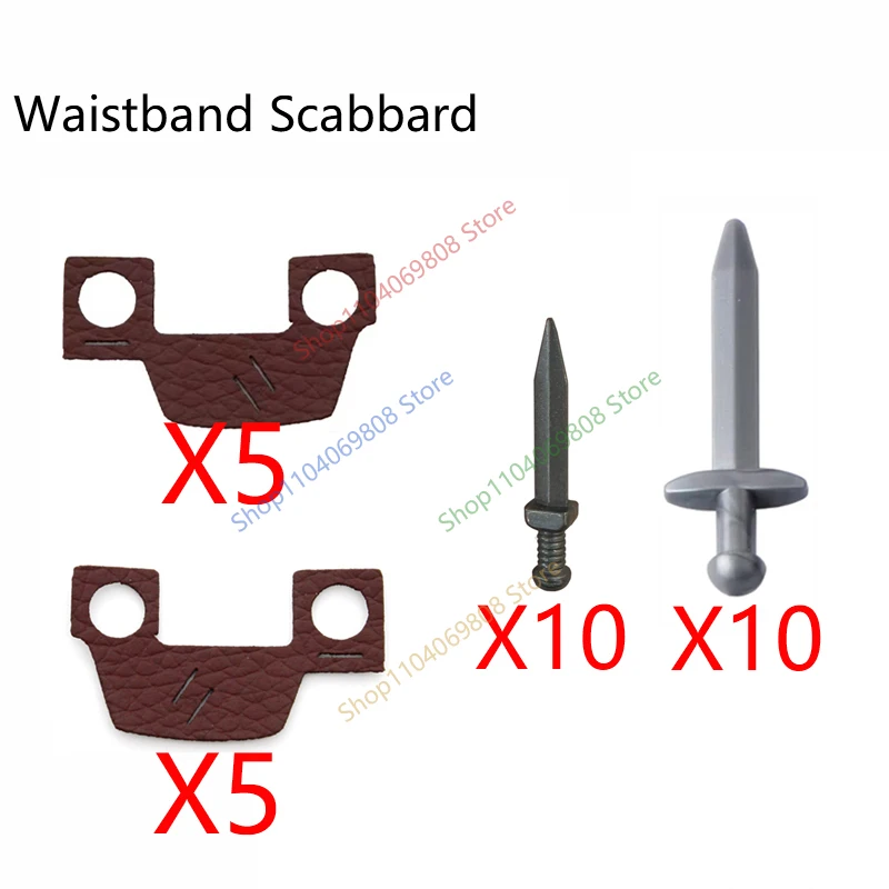 Mittelalterliche Bausteine Soldatenfiguren Charakterzubehör Klinge Schwert Scheide Umhang Speer Messer Cowboyhut Bausteine Spielzeug N16