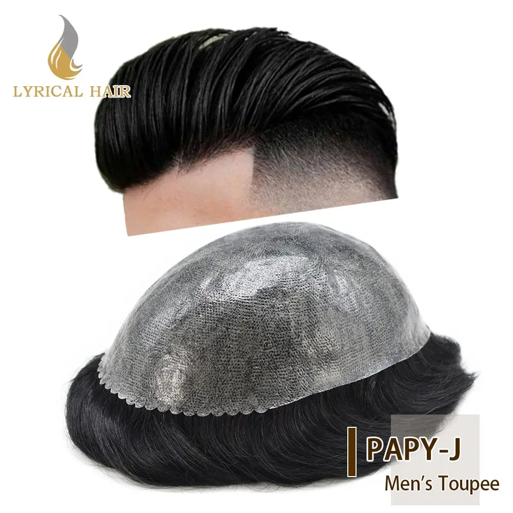 

Mens Toupee Full Poly Skin 0.1mm Injected Mens Hairpiece Remy Hair Durable Mens Human Hair Toupee