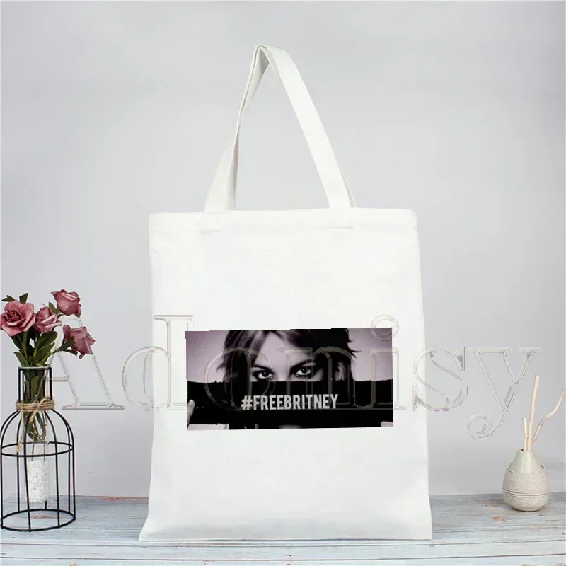 Singer Britney Spears Beautiful Photo Shopping Bag Shopper Eco Canvas Cotton Shopper Bolsas De Tela Bag Shoping Reusable Sacolas