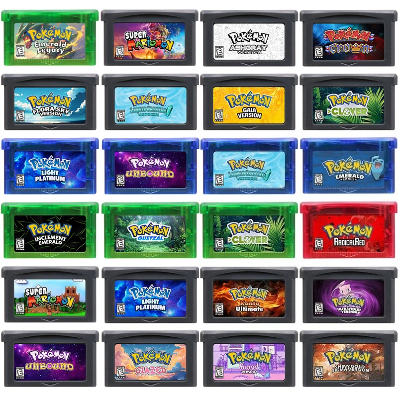 GBA Game Cartridge 32 Bit Video Game Console Card Pokemon Series Crown Clover Unbound Quetzal Glazed Gaia Emerald Legacy