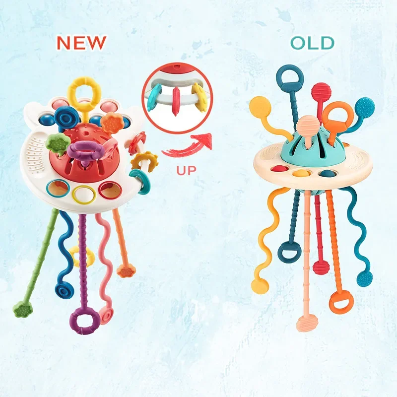 Sensory Montessori Toys Silicone Octopus Pull String for Baby Parent Child Interactive Preschool Learning Development Toys