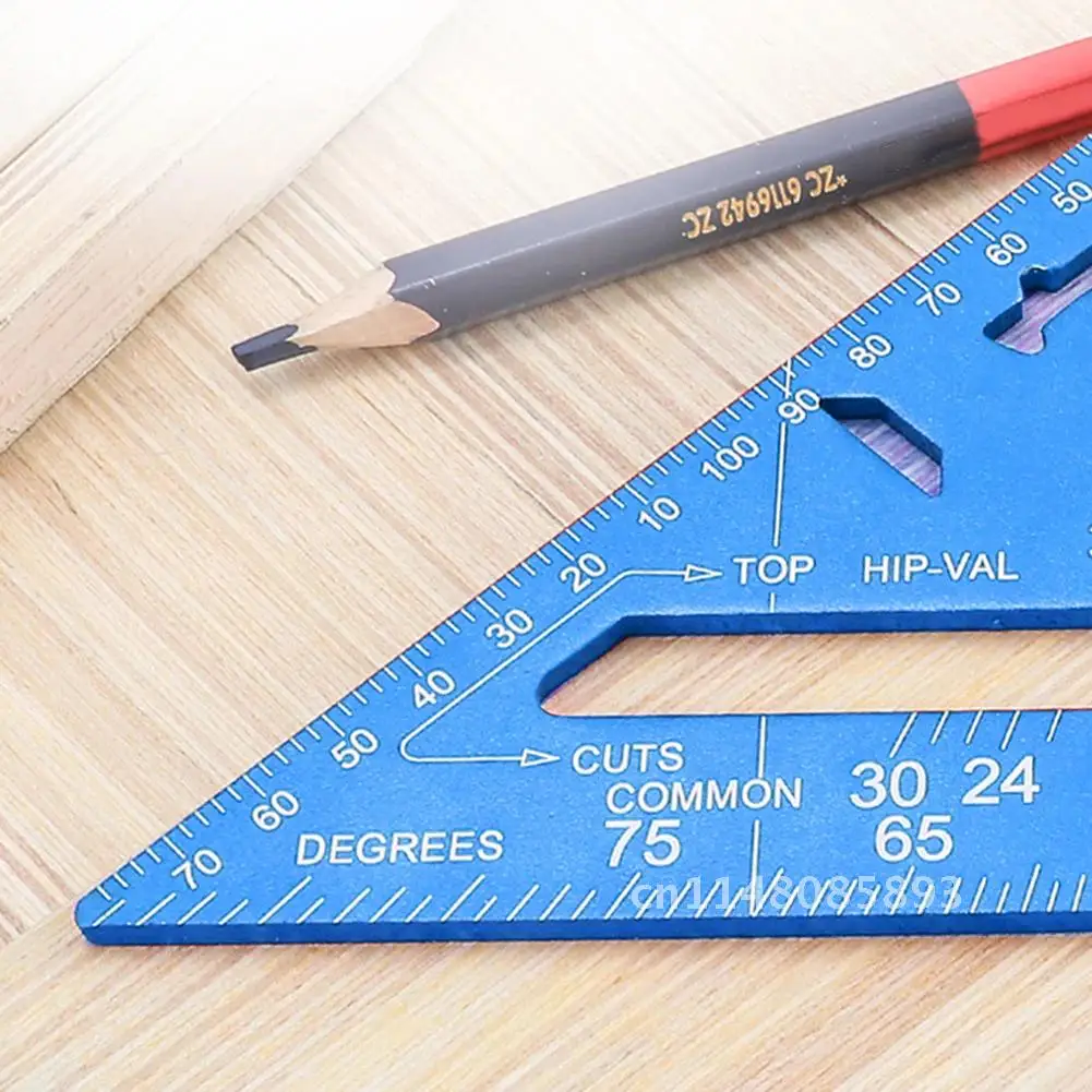 12 inch Metric Angle Ruler Aluminum Alloy Triangular Measuring Ruler Woodwork Speed Square Triangle Angle Protractor