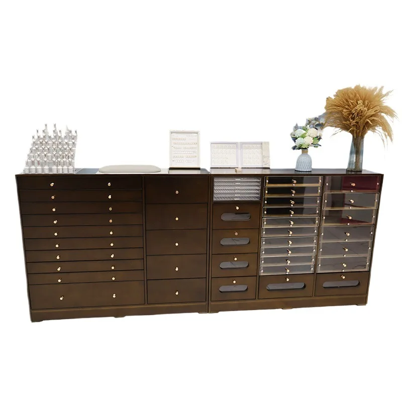 

Retro solid wood nail salon display cabinet, medieval style cabinet, nail polish glue cabinet floor cabinet