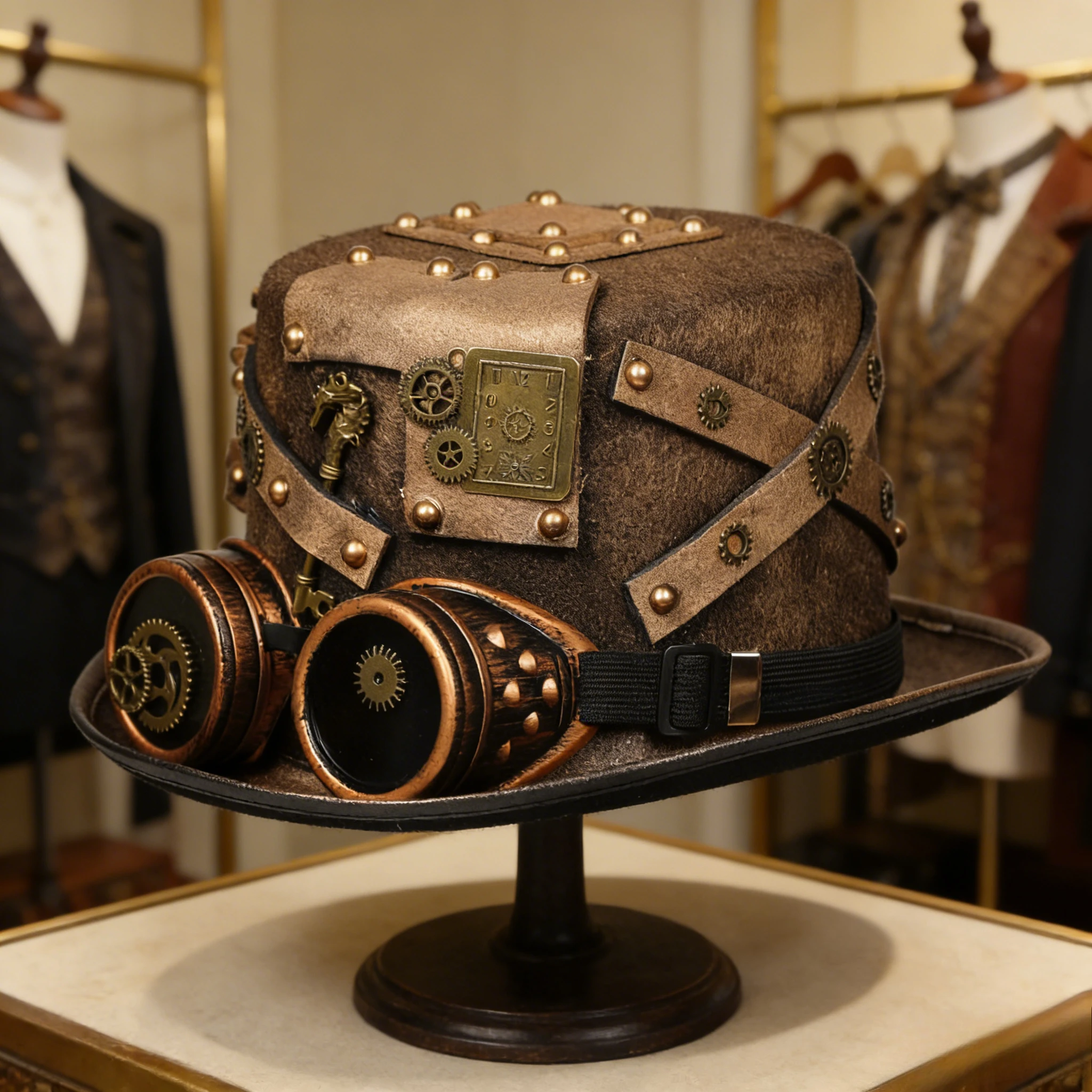 Steampunk Pirate Hat with Goggles Gothic  Cosplay Headwear Performance