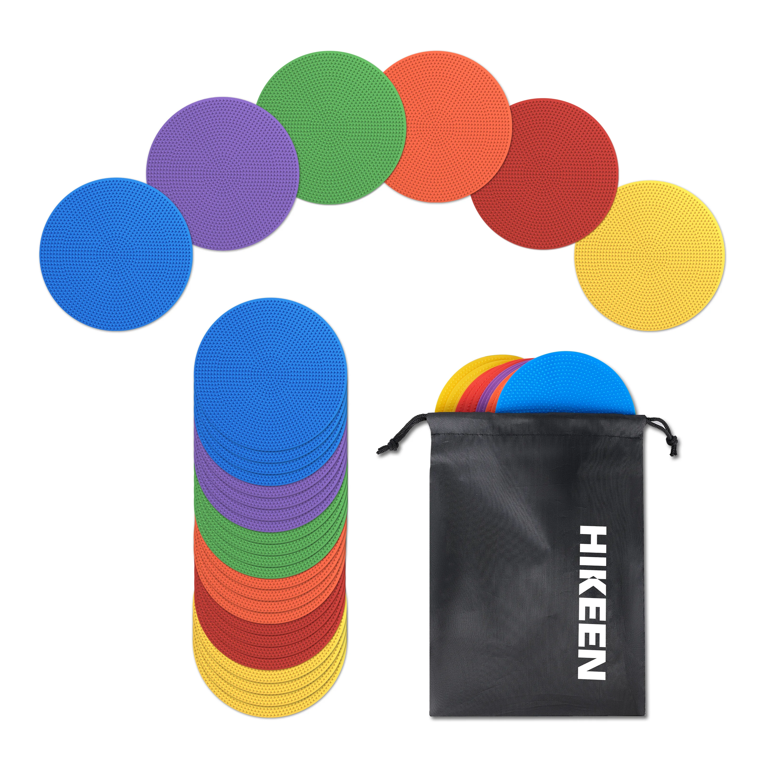 

Hikeen Agility Poly Spot Markers 4 inch for Football Rubber Non-Slip Spot Marker Multiple Color for Games Dance Sport Activities