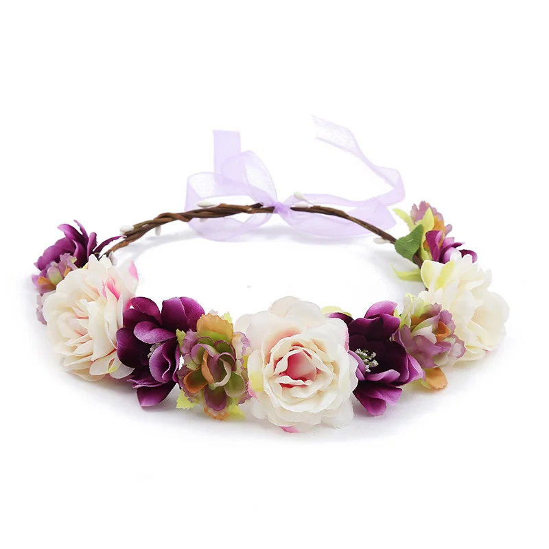 Women Hair Flower Crown Head Garland Wedding Hair Wreath Dried Flowers Corolla Garlands Floral Headband Headdress Hair Tiaras