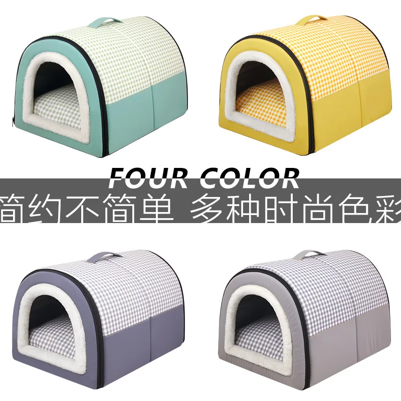 Enclosed Warm Dog Bed for Small Medium Dogs Foldable Waterproof Dog Cave House Removable Cat Nest Basket Pet Supplies