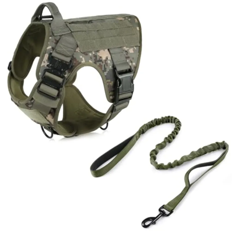 

Тактическая шлейка и поводок для крупных собак, усиленная, с ручкой, без натяжения, жилет для служебных собак, для крупных пород, регулируемая, милитари