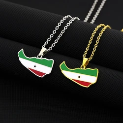 African Soomaaliland Map Flag Pendant Necklace Stainless Steel Men Women Somaliland Maps Jewelry Gift