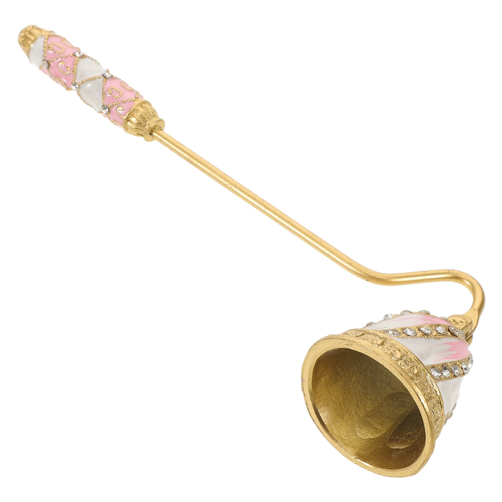 

Metal Snuffer Vintage Rhinestones Inlaid Long Handle Wick Extinguisher Elegant Flame Snuffer Home Decor