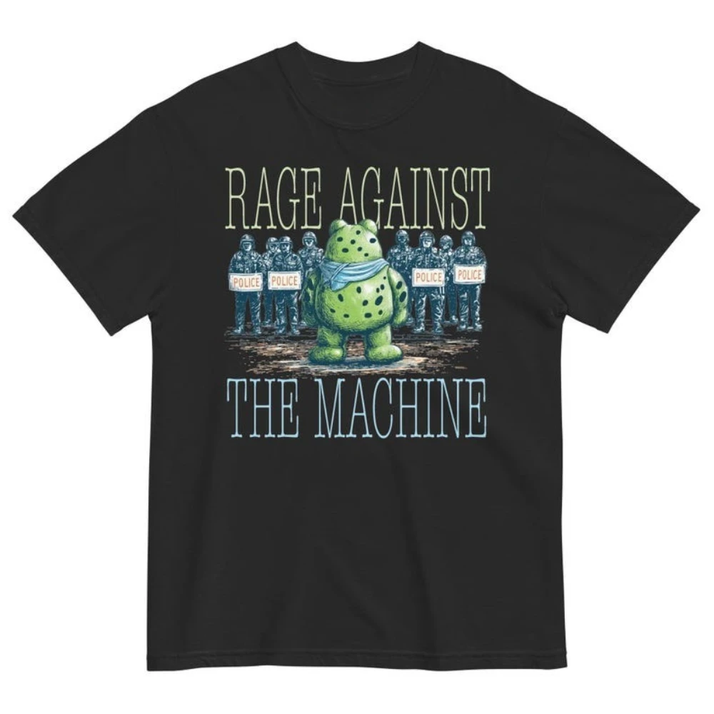 Rage Against The Machine Portland Frog Protest T Shirt Portland Frog Inflatable Costume Protestors Men Women Fashion Streetwear