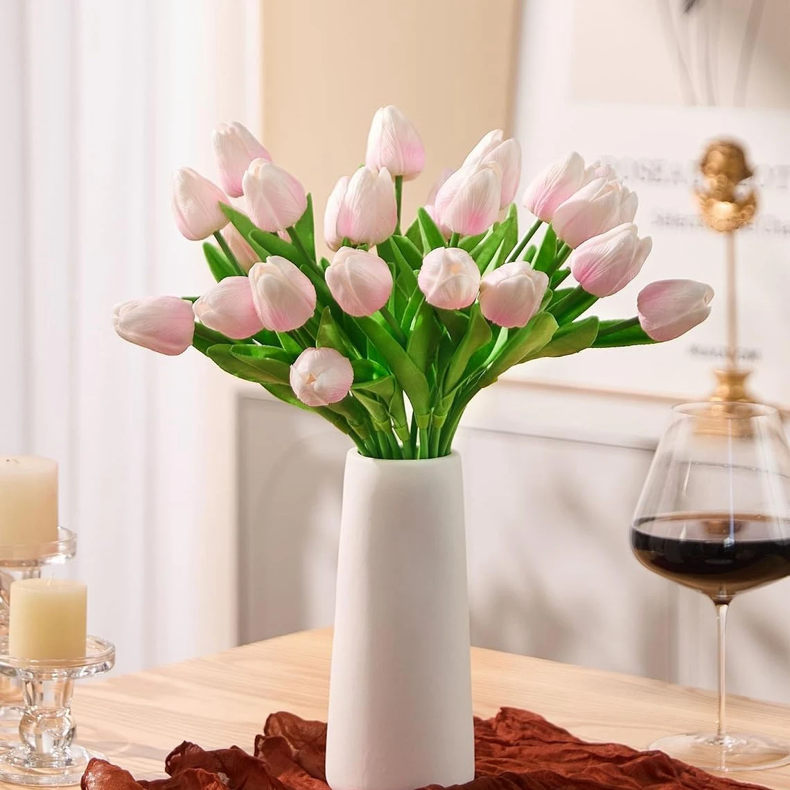 5/10 Stück künstliche Tulpenblumen, 33 cm, künstliche Blumen für Zuhause, Innendekoration, Hochzeit, Brautdekoration, DIY-Vasenzubehör – Detail 4