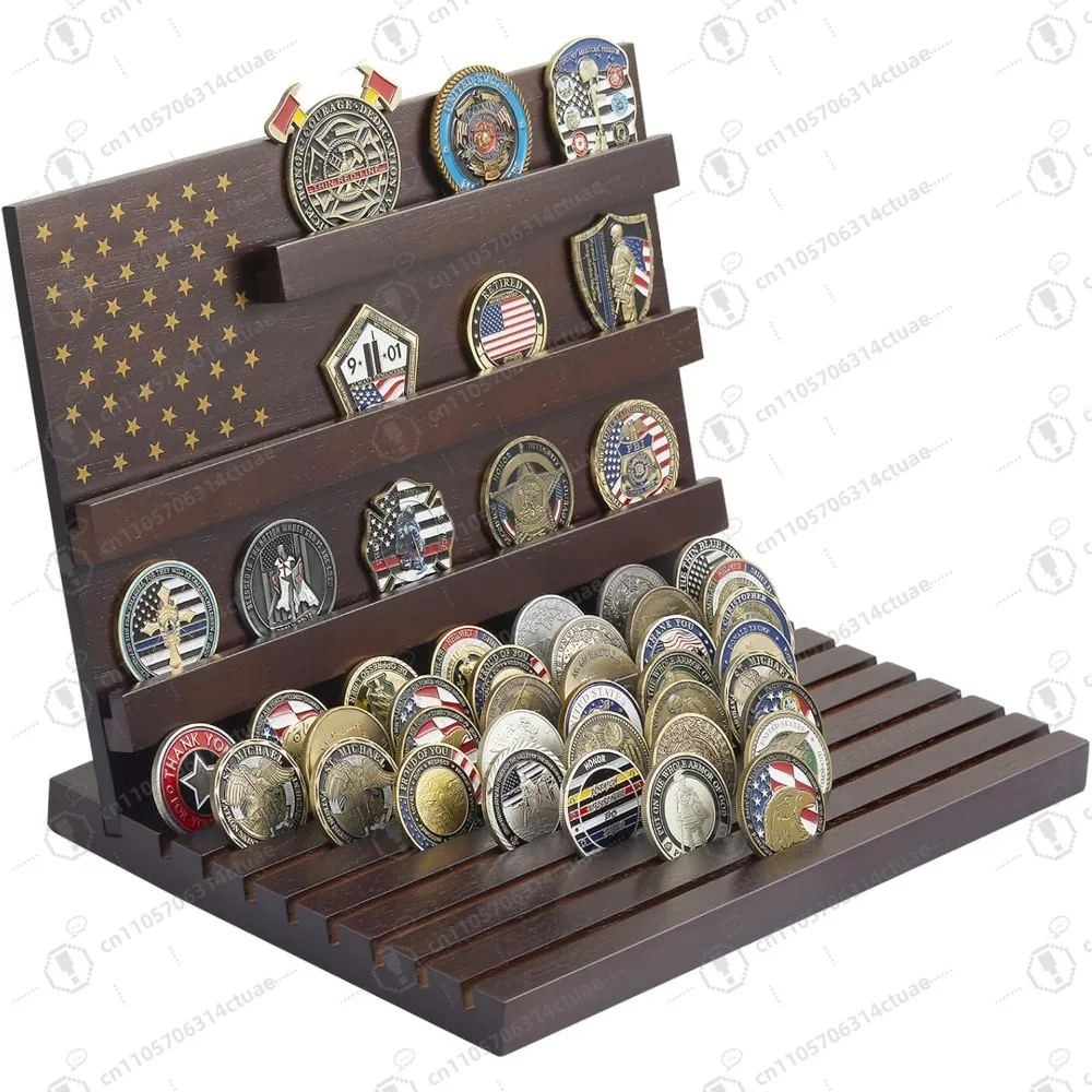 

Challenge Coin Display Stand Military Coin Holder Wooden Rack Holds 80 Coins