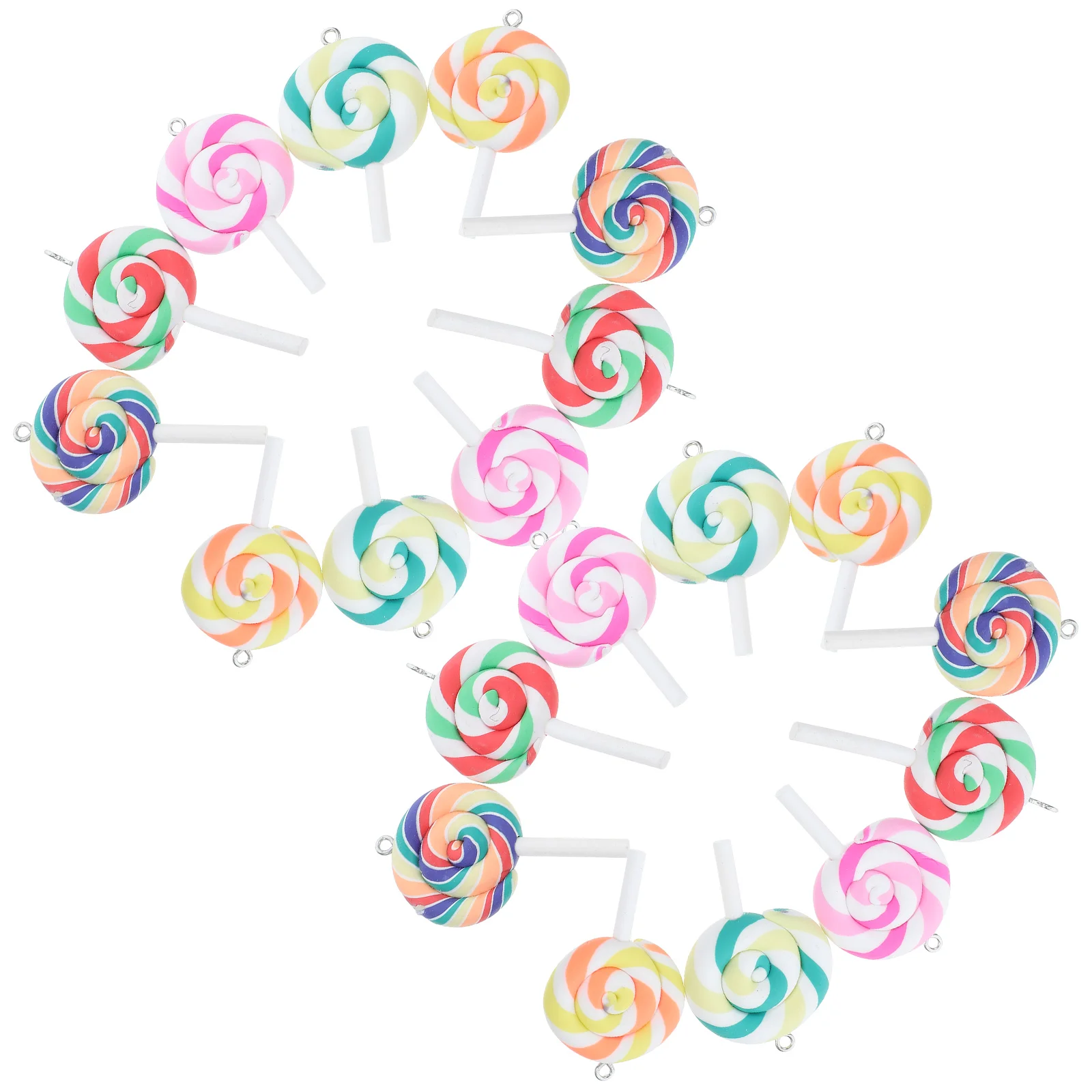 

20 Pcs Colorful Lollipop Pendant Charms Clay Polymer C y Bracelet Keychain Jewelry Making Crafts Bright Eyeball Pins Soft