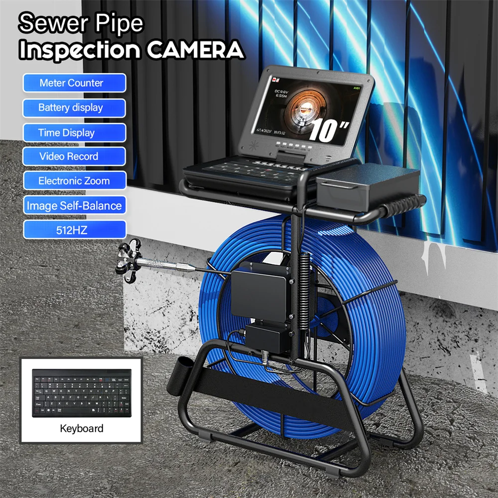 Sewer Pipe Inspection 23MM  with Locator Meter Counter 1080P 512HZ Self Leveling Piping Drain Industrial  100M