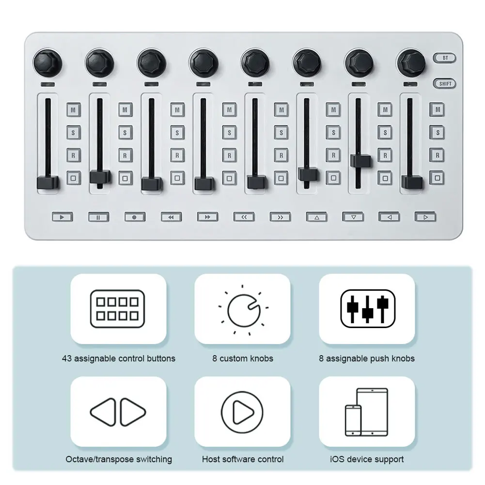 Wireless MIDI Controller BT Connection USB Controller Mixer DJ Mixer for Most Electroacoustic Instruments
