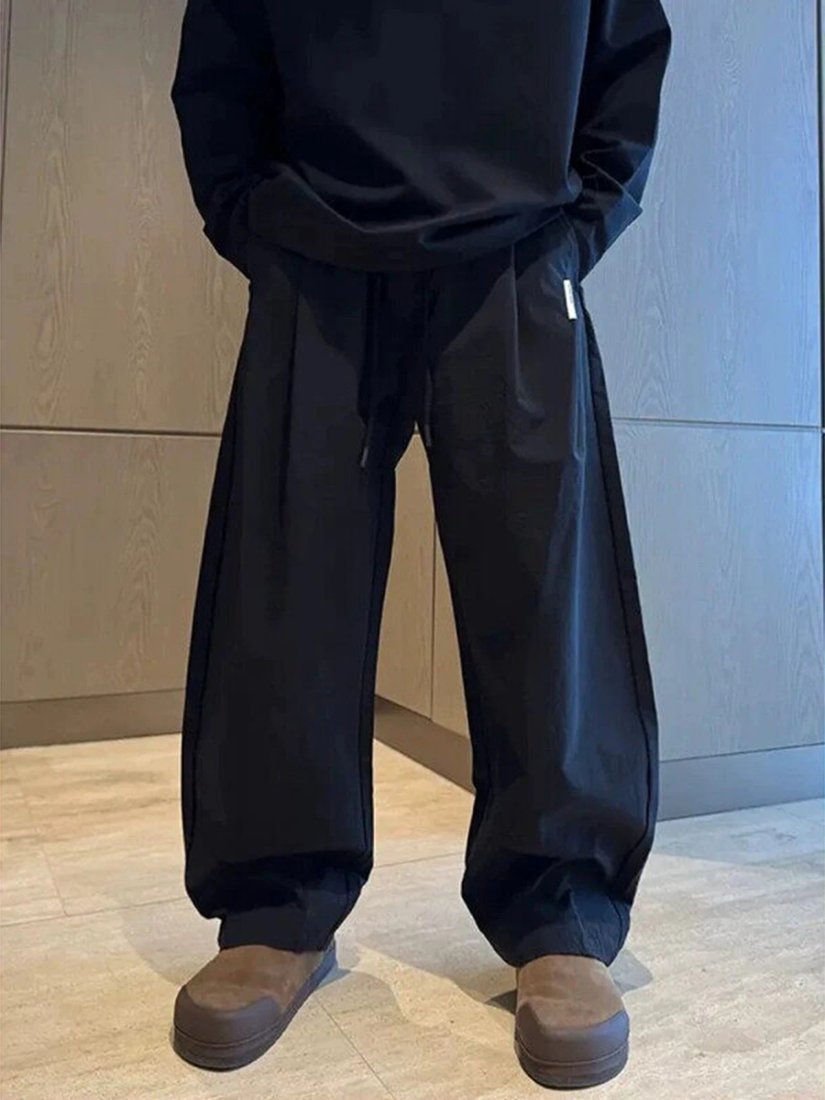 

Мужские повседневные брюки Bla с плиссировкой и вырезами, в американском уличном стиле, свободные, прямого кроя, длинные, модные, брендовые, премиум-класса