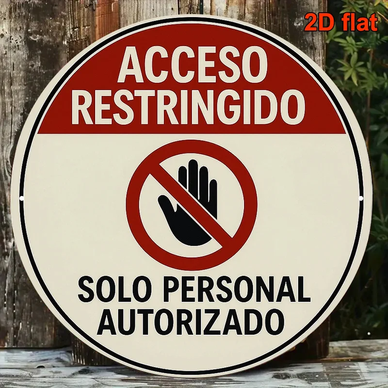 2D Flat, 8.0X8.0inch Round Spanish Aluminum Sign, 