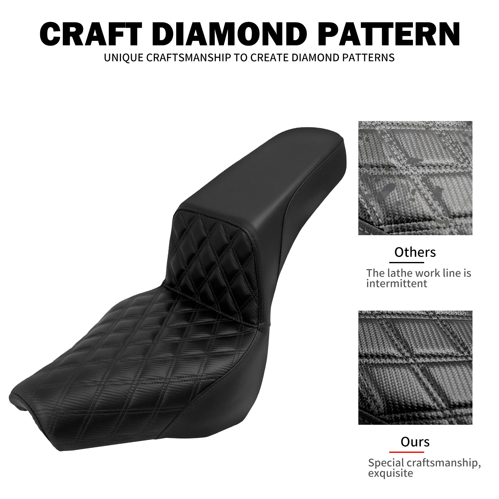 Motorcycle 2-up Rider Passenger Front Rear Seat Black Leather Seat Cushion For Harley Softail Street Bob FXBB 107 FXST 2018-2025