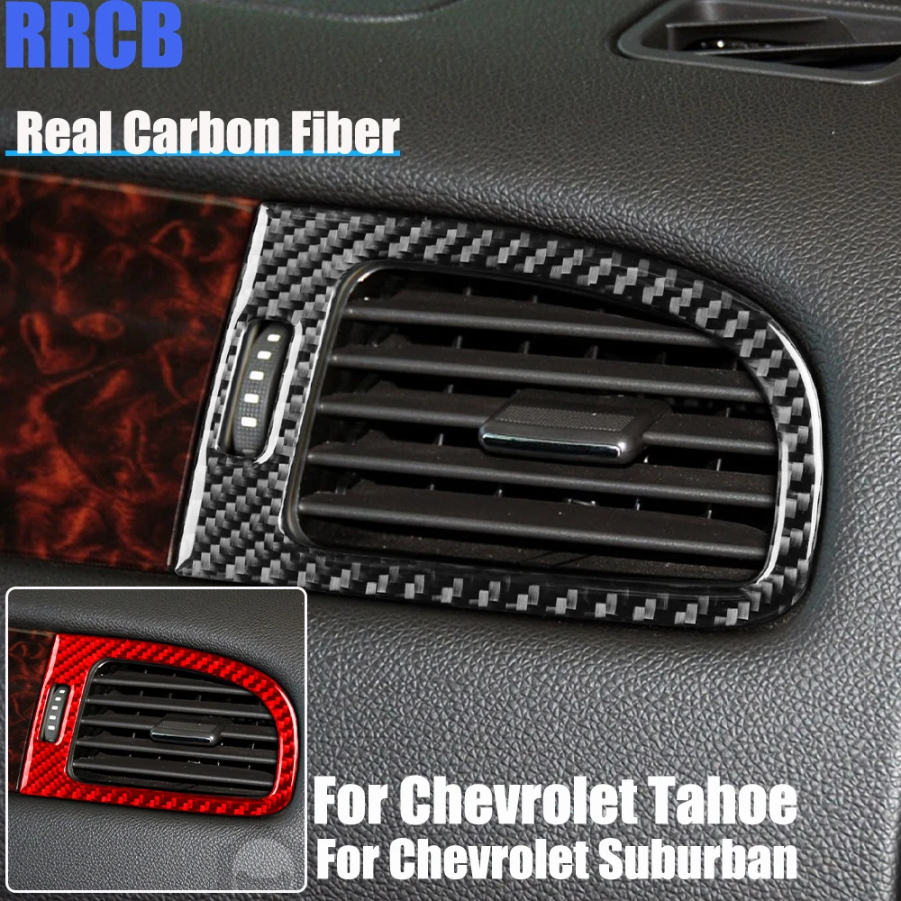 

Real Carbon Fiber Car Accessories Dashboard Vent Frame Decorative Trim Soft Cover Sticker For Chevrolet Tahoe/Suburban 2007-2014