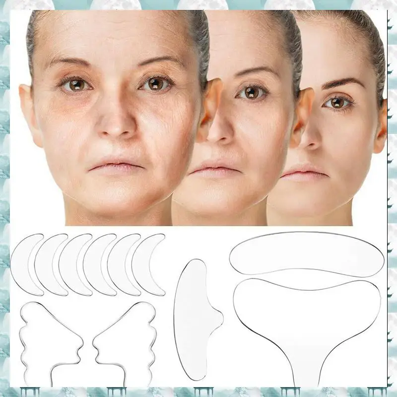 

Caci 33Pcs Reusable Silicone Wrinkle Removal Sticker Face Forehead Neck Eye Sticker Pad Anti Aging Skin Lifting Care Patch