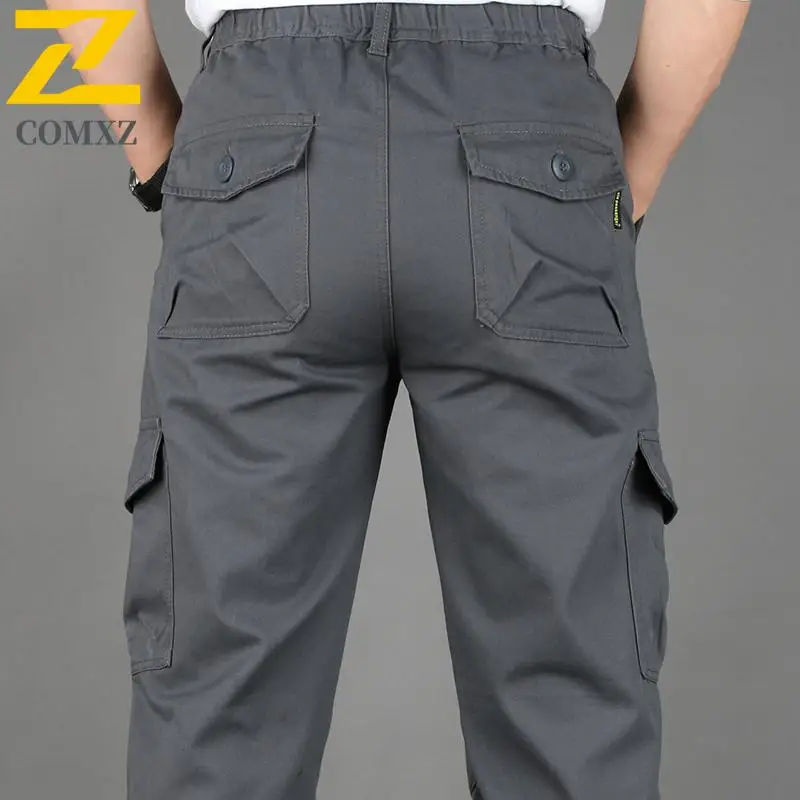 ملابس العمل الرجالية السراويل البضائع استرخاء مستقيم الساق دائم فائدة السراويل في الهواء الطلق جاهزة عارضة الخريف السراويل الأساسية تنفس