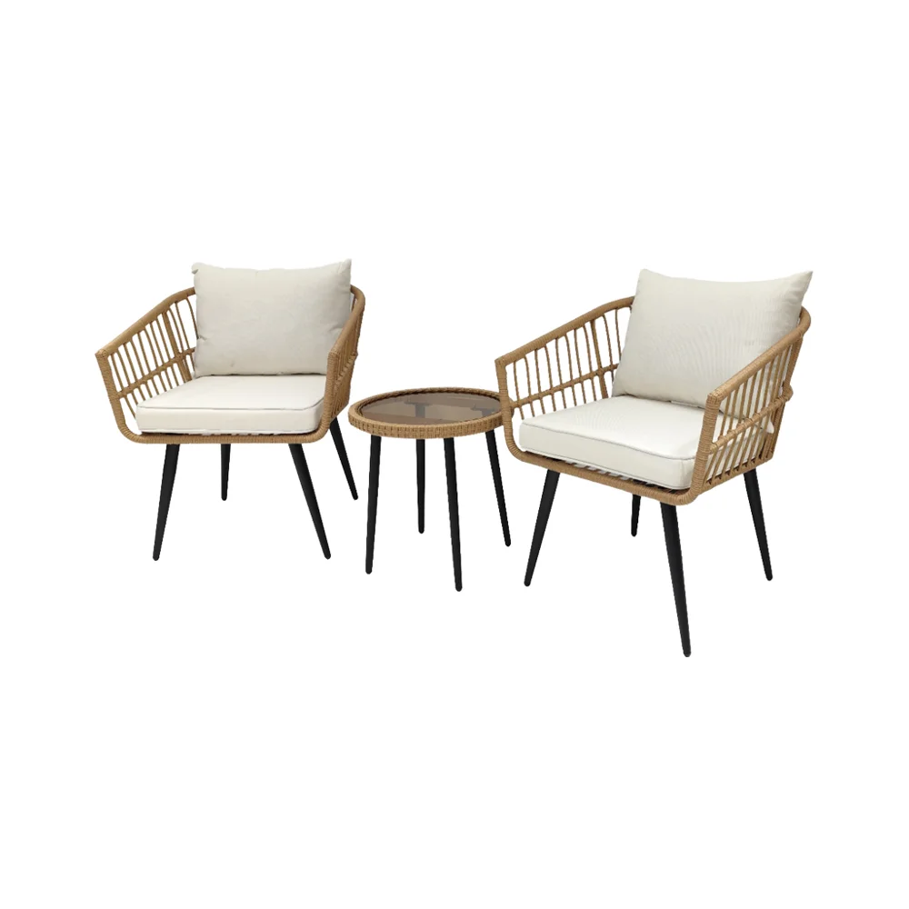 

#Modern Design Outdoor Sofa Set Round Table Two Chairs Outdoor Furniture Set Suitable for Hotels and Resorts