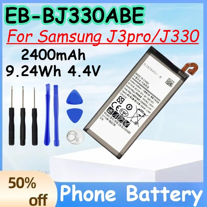 

EB-BJ330ABE 2400mAh 9.24Wh 4.4V Battery for Samsung J3pro/J330 Replace Mobile Phone Battery+Free Tools