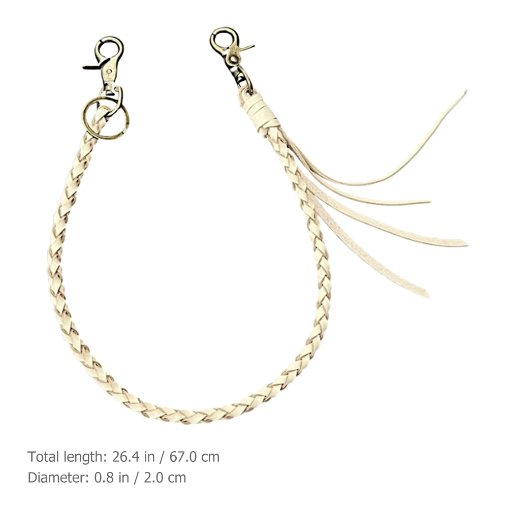 

Braided Key Women Belt Punk Vintage Goth Accessories White Man Chains For Pants Wallet Pocket Jeans Trousers Wallet