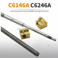 C6146A/C6246A Lathe Accessories Screw Middle Carriage Screw Nut Group 680/ 695/ 704MM OD 22 Tooth Pitch 5 Left Hand Thread