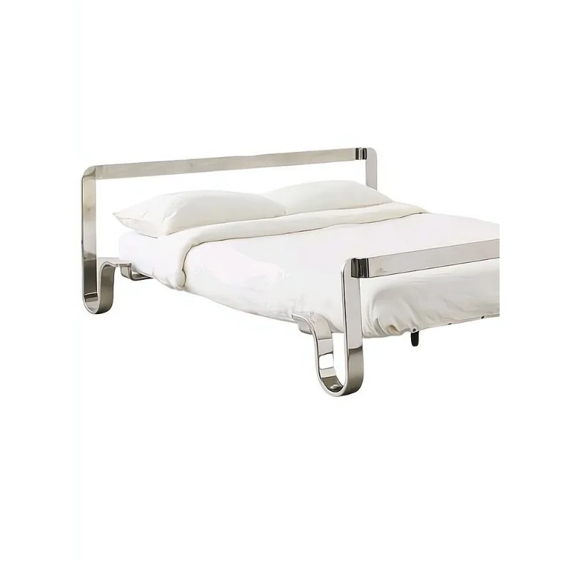 Customized stainless steel 1.8 meters 1.5m double bed, wedding bed simple bedroom princess bed wrought iron steel bed frame