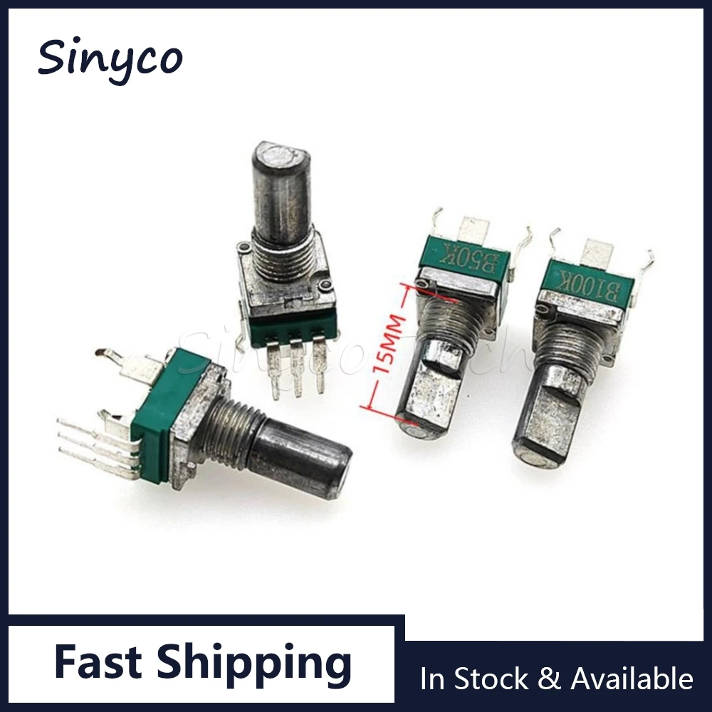 2PCS Vertical Single R097 RK097 Seal Potentiometer Shaft 15mm 3Pin With Backet B1K B2K B5K B10K B20K B50K B100K B250K B500K B1M
