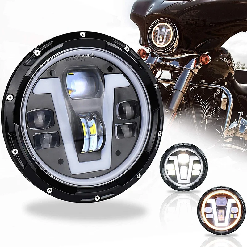 Super Brighter Headlamp With V Type DRL Turn Signal 50W 7 Inch Led Headlight for HONDA Hornet 250 600 900