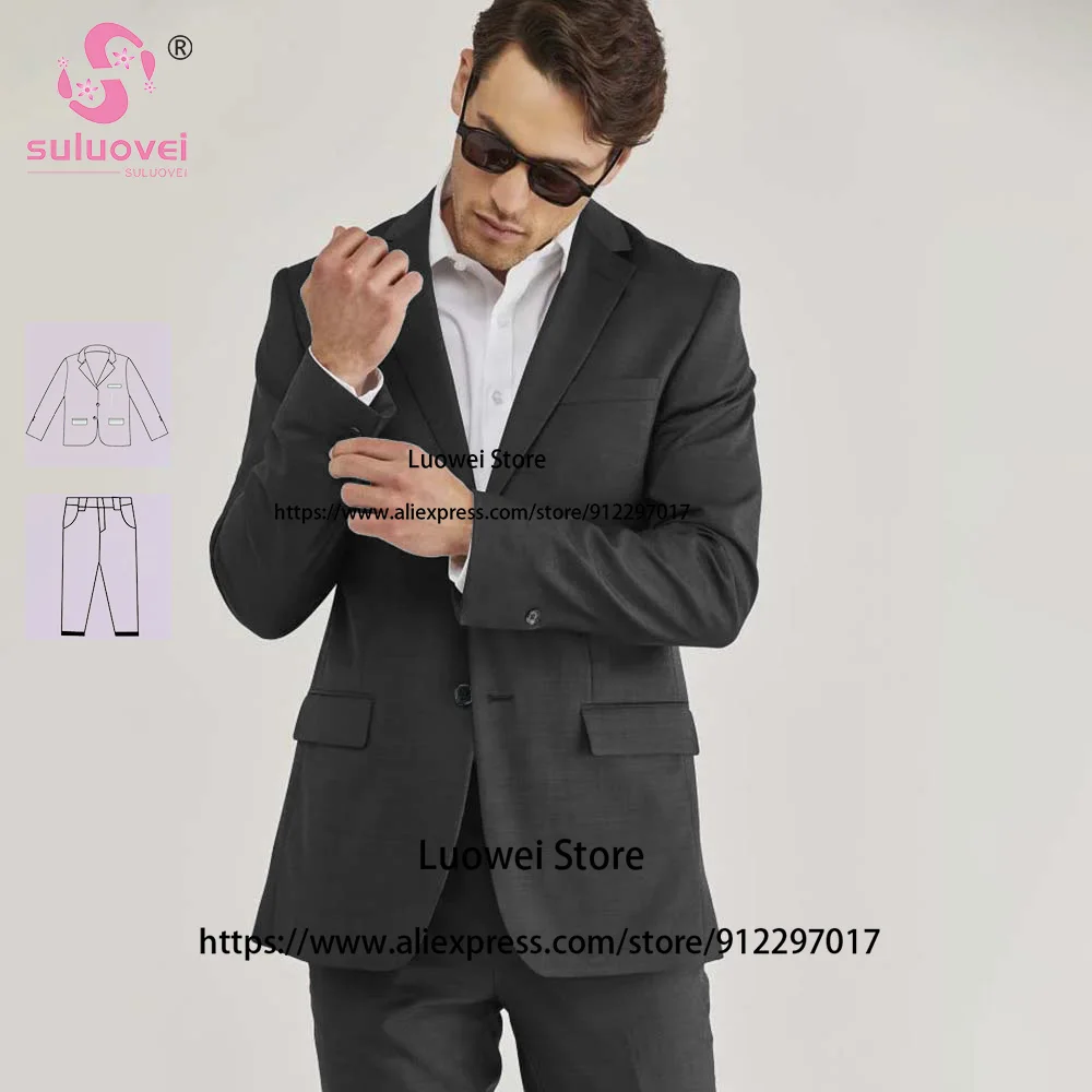 (Customized Size Color) Classic Groom Wedding Suits For Men Fit 2 Piece Pants Set Formal Dinner Tuxedos Terno Masculino Completo