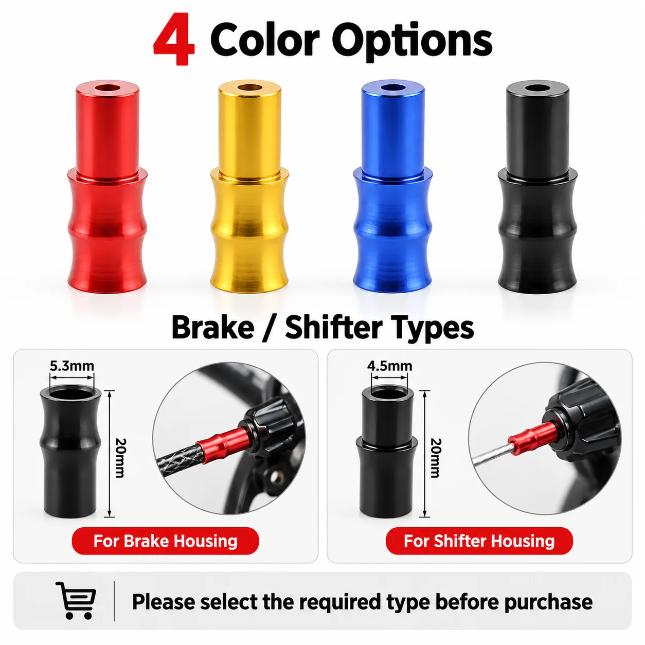 10PCS Brake Shift Cable Caps Mountain Road Bicycle Accessories Bike Brake Cable End Cap MTB 4mm 5mm
