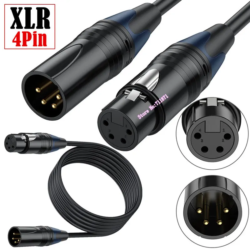 4 Needle hole Male to Female XLR Extension Cable Cord 4P 4Pin Male Female XLR Extend Adapter Line Wire For camera mixer XLR M F
