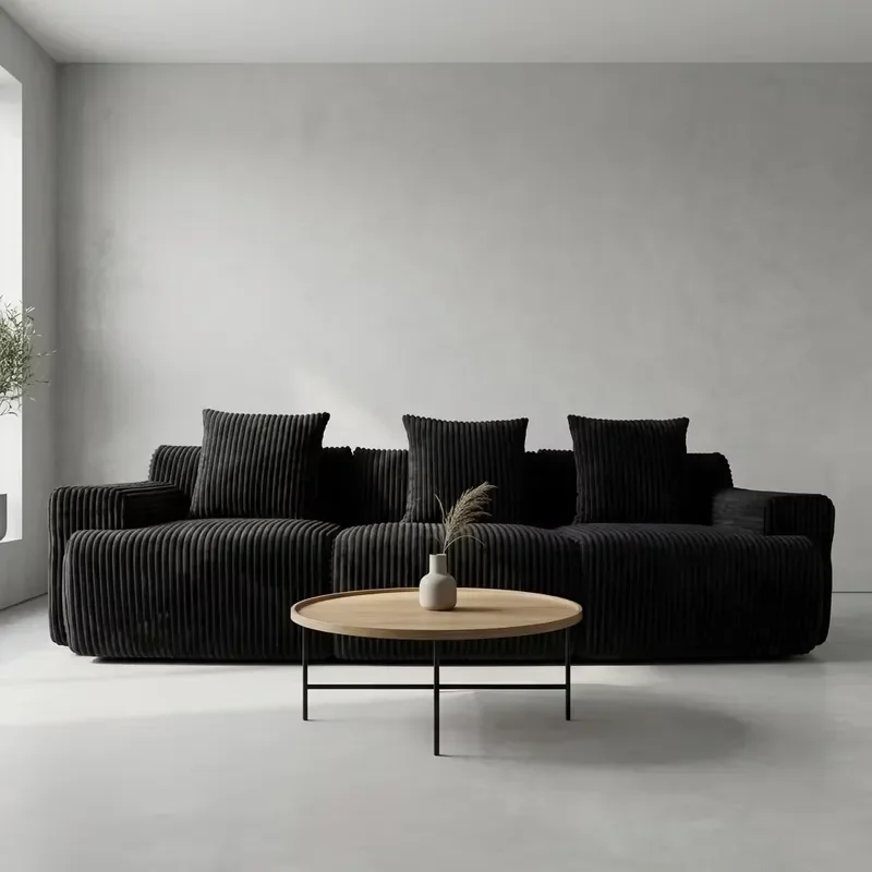 Space-Optimized Compressed Sofa Set - Villa-Style Fabric Upholstery Sponge-Core Apartment/Hotel-Grade Comfort