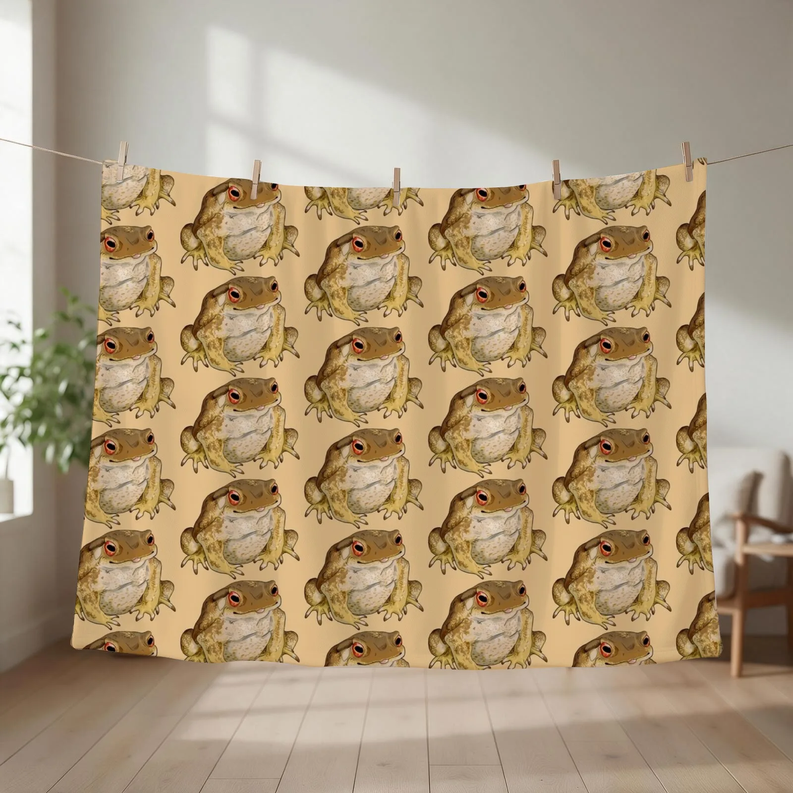 Common European toad Throw Blanket couch cozy soft plush fuzzy picnic outdoor blanket