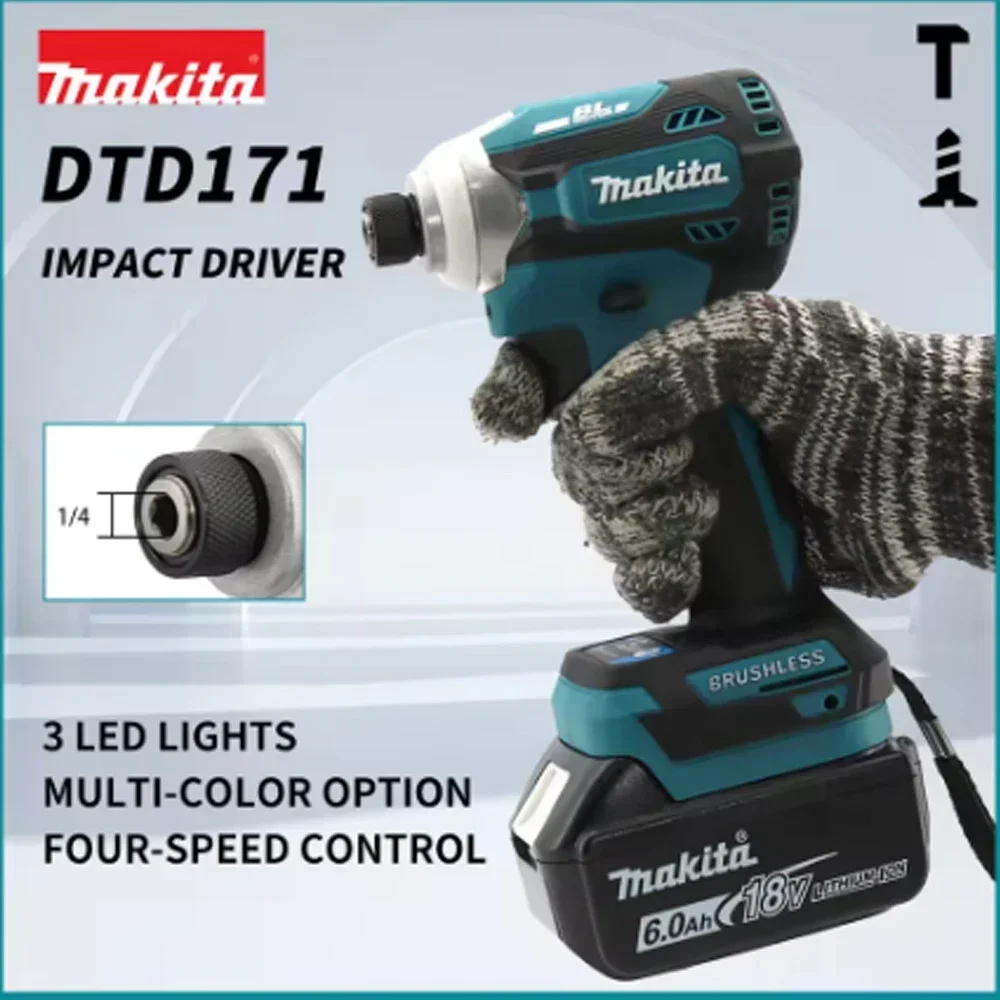 

New Makita DTD171 Screwdriver Impact Screwdriver Set Household Electric Screwdriver Electric Hand Drill,Makita 18V 6Ah battery