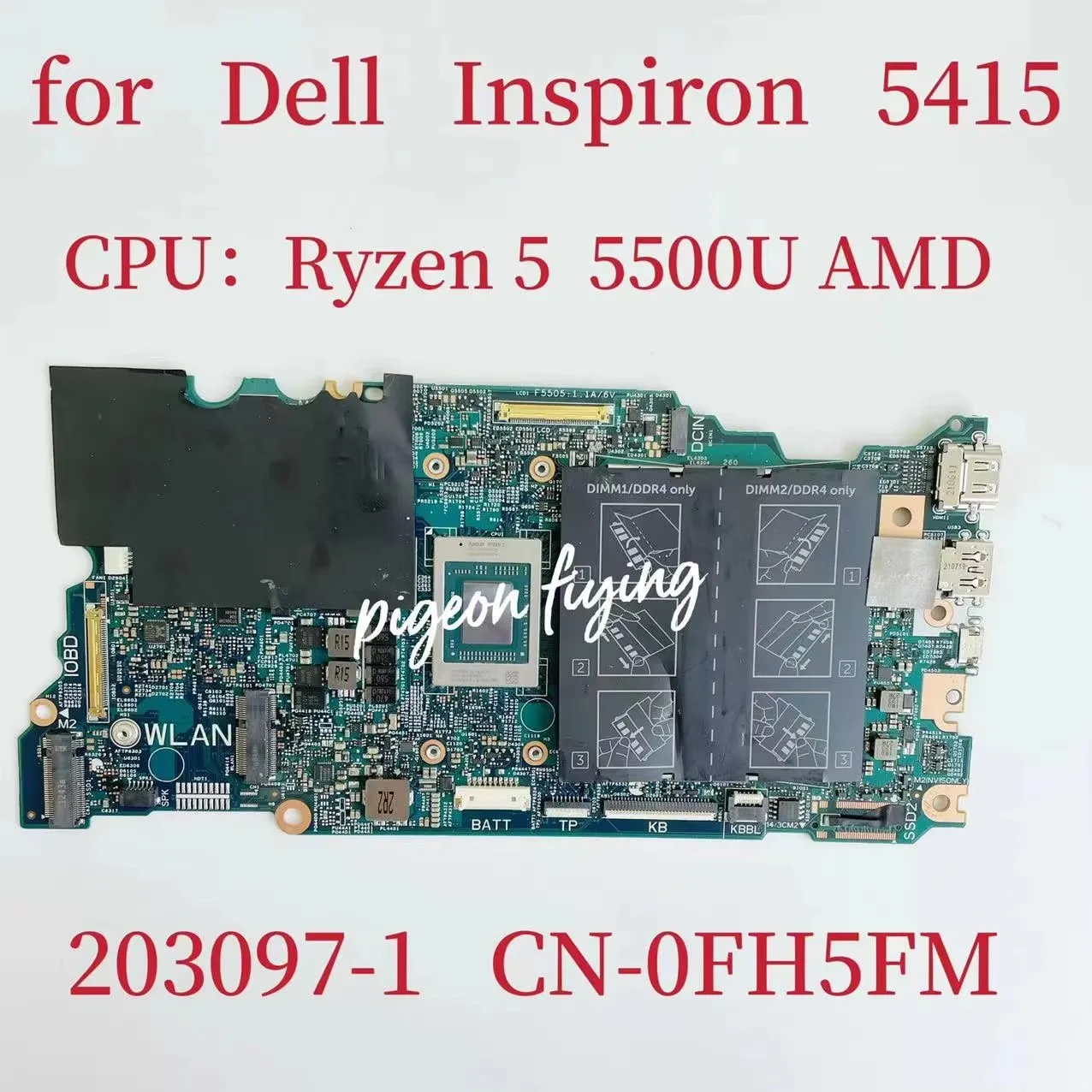 203097 -1 Placa-mãe para laptop Dell Inspiron 5415 CPU: R5-5500U R7-5700U AMD DDR4 CN-0FH5FM CN-0WKFHK 100% teste OK