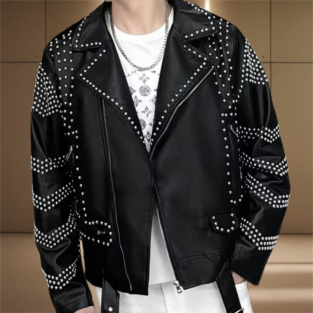 

High Quality Luxury Hot Drill Jacket Men Jaqueta Bomber Diamond Men Jacket Coat Fashion Rhinestones Punk Club Outfit Slim Jacket