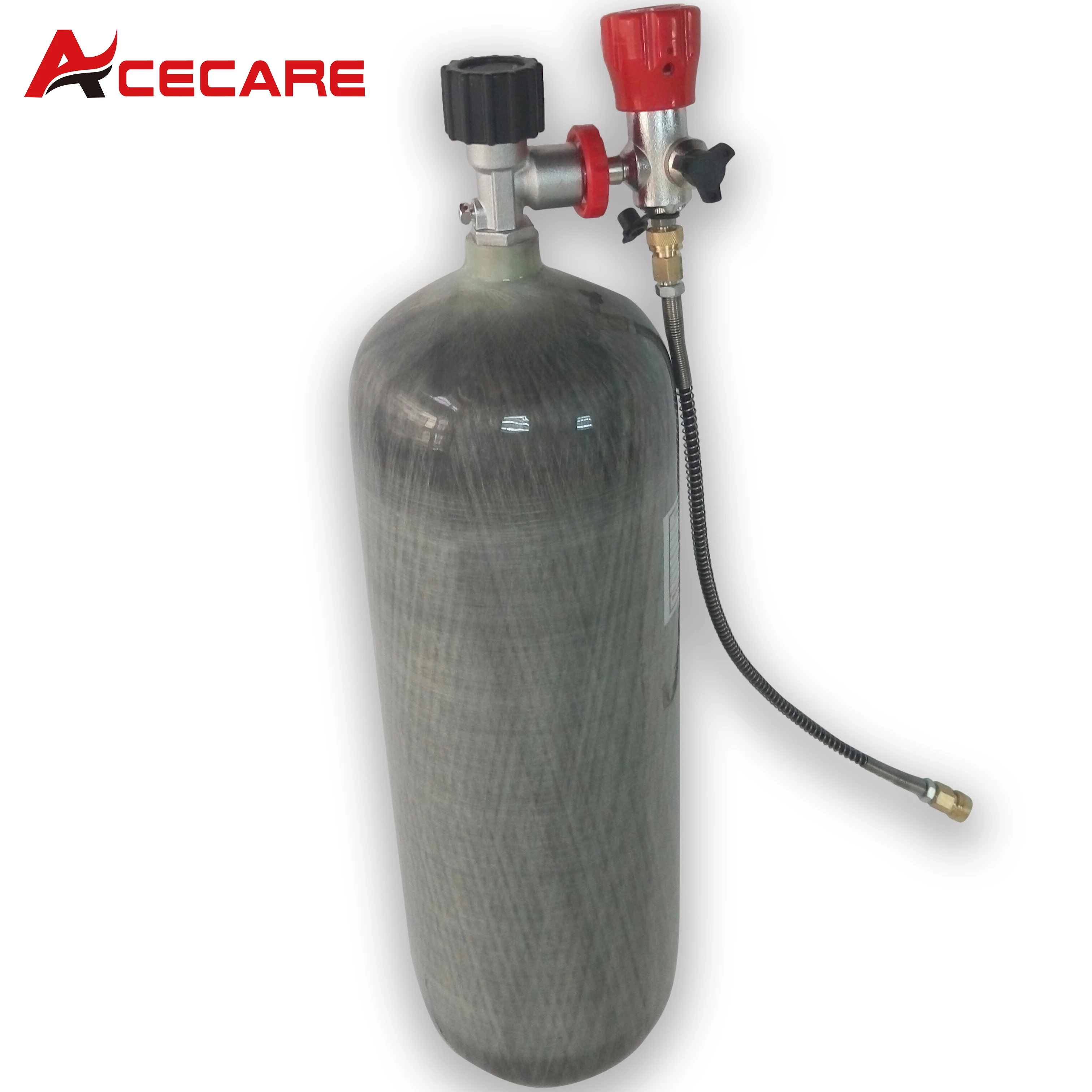 Acecare-cilindro de fibra de carbono 9L CE 300Bar 4500psi, con medidor normal y estación de llenado para buceo