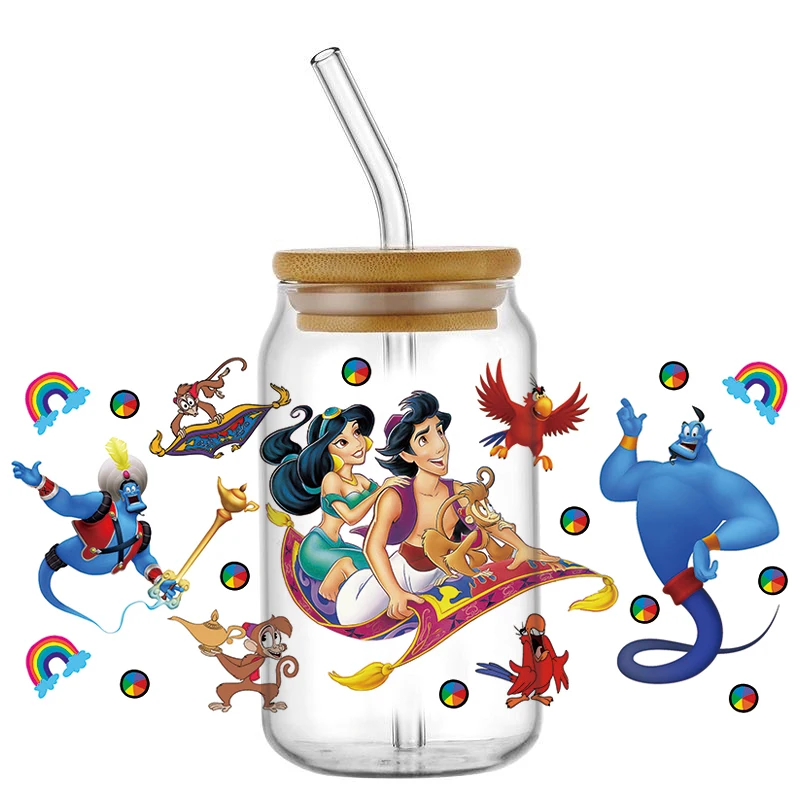 

Новая волшебная лампа Aladdin, 3D наклейка, УФ-наклейка для чашек DTF, водонепроницаемая переводная наклейка на 16 унций, очки, кружка «сделай сам», телефон, мультяшная наклейка
