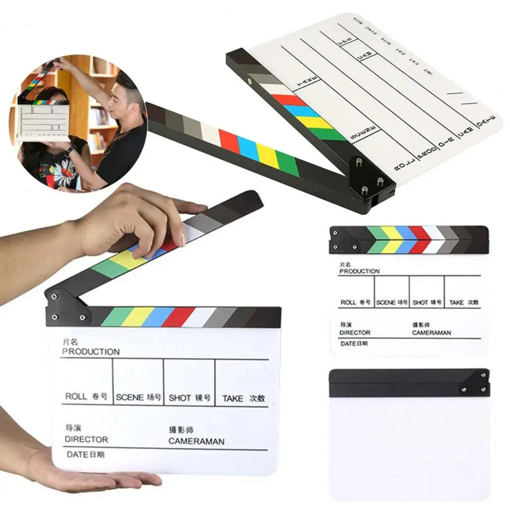 Professional Film Editing Tool Colorful Acrylic Film Clapper Board Set for Directors Multi-function Video Scene with for Tv