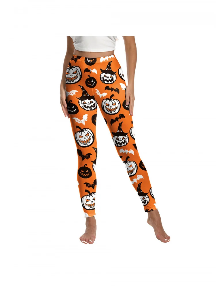 Loween impressão digital calças de yoga esportes femininos apertando bunda abóbora horror cosplay calças outono faion senhoras calças