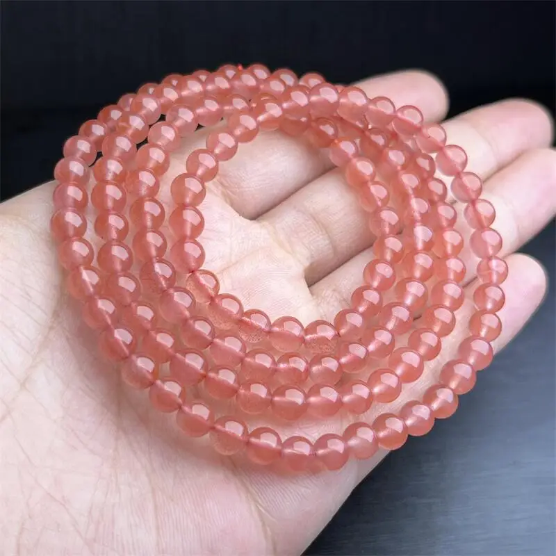 4.8MM MM Natural Red Agata Triple Cirlce Bracelet Women Healing Gemstone Crystal Strand Jewelry Gift 1PCS